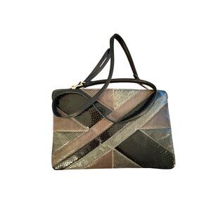 Palizzio Womens Snakeskin Patchwork Shoulder Bag Crossbody Purse Zipper Vintage